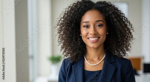  Smiling and happy woman looking at the camera 