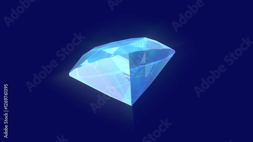 The cartoon or fantasy colored brilliant cut diamond stone rotating loop animation created by procedural 3D reflection and transparency some motion effects.