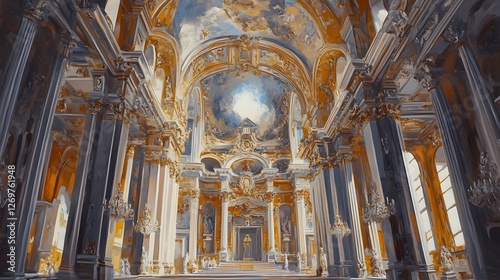 Iconic Renaissance-Style Basilica with Intricate Frescoes and Ornate Architectural Elements