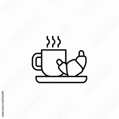 beverage croissant meal icon sign vector