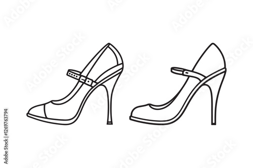 High Heel Shoe Silhouette and Outline Clipart Set for Fashion Design