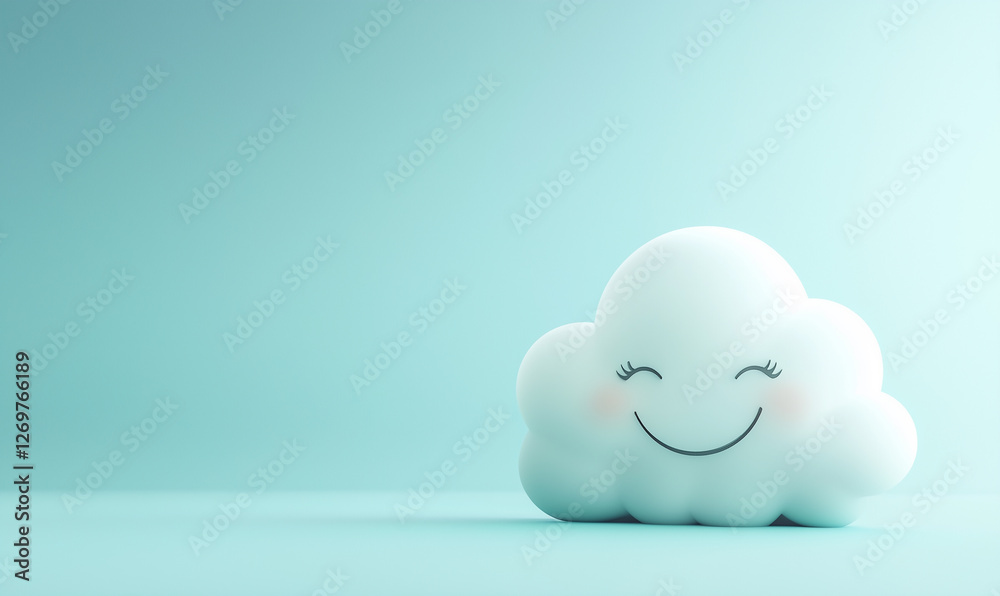 Smiling cloud character against a soft blue background, conveying a cheerful and whimsical vibe. Smiling cloud character against a soft blue background, conveying a cheerful and whimsical vibe.