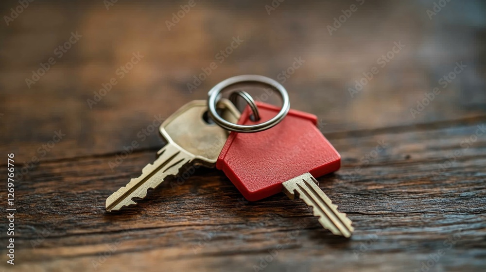Two keys on a wooden surface symbolize home ownership and real estate investment. Two keys on a wooden surface symbolize home ownership and real estate investment.