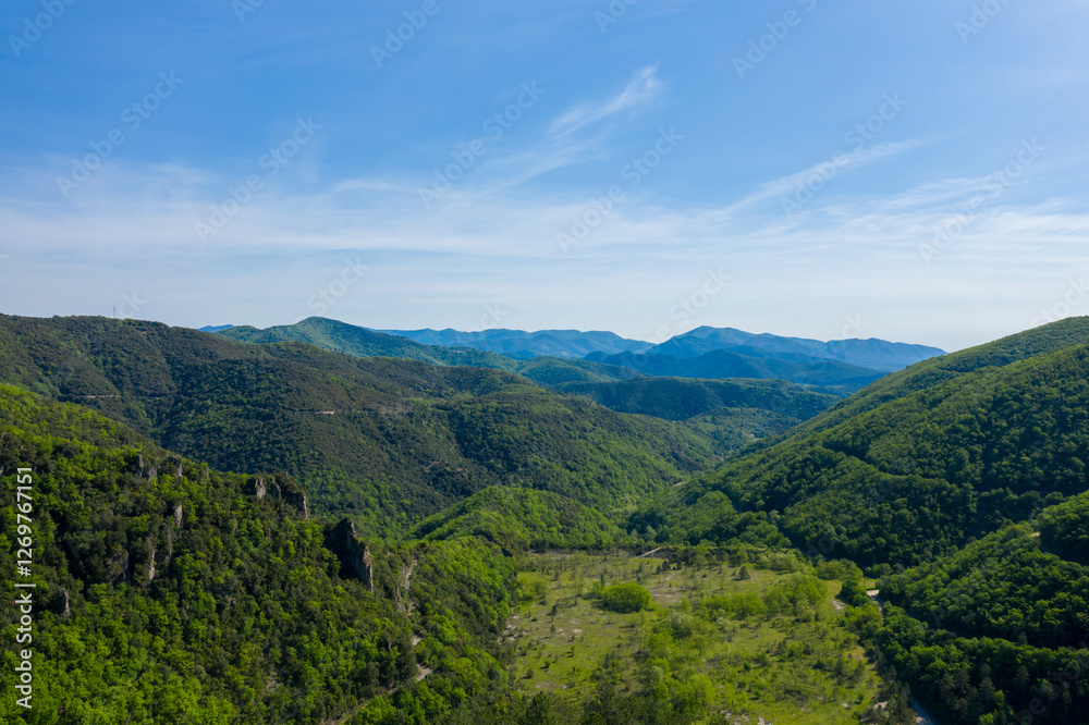 Naklejka premium The Vis national forest in Europe, France, Occitanie, Herault, Saint Maurice Navacelles, in summer, on a sunny day.