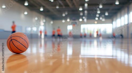 Basketball Practice Drills, College basketball players running intense practice drills on the court, preparing for their next March Madness tournament game.