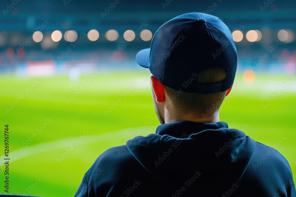 Obraz premium Soccer match view from fan perspective