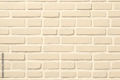 textured beige brick wall with uniform pattern, perfect for interior design or architectural projects. subtle variations in bricks add depth and character to surface