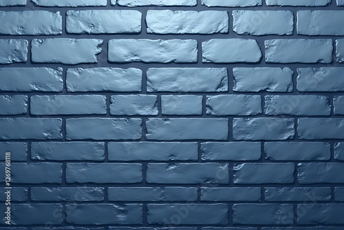 textured blue brick wall with glossy finish, creating modern and stylish backdrop. surface reflects light, adding depth and interest to design