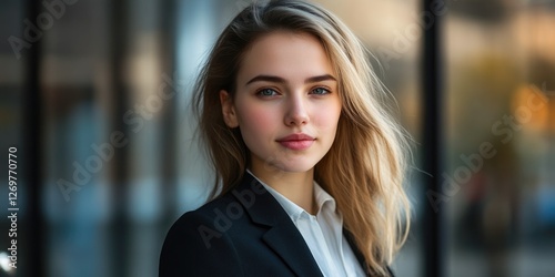 Businesswoman with Positive Attitude in Workplace photo