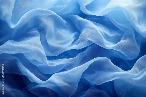 Close-up of a delicate light blue sheer fabric.