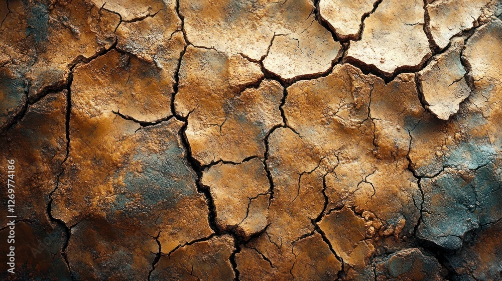 Cracked desert earth texture, arid land background, drought