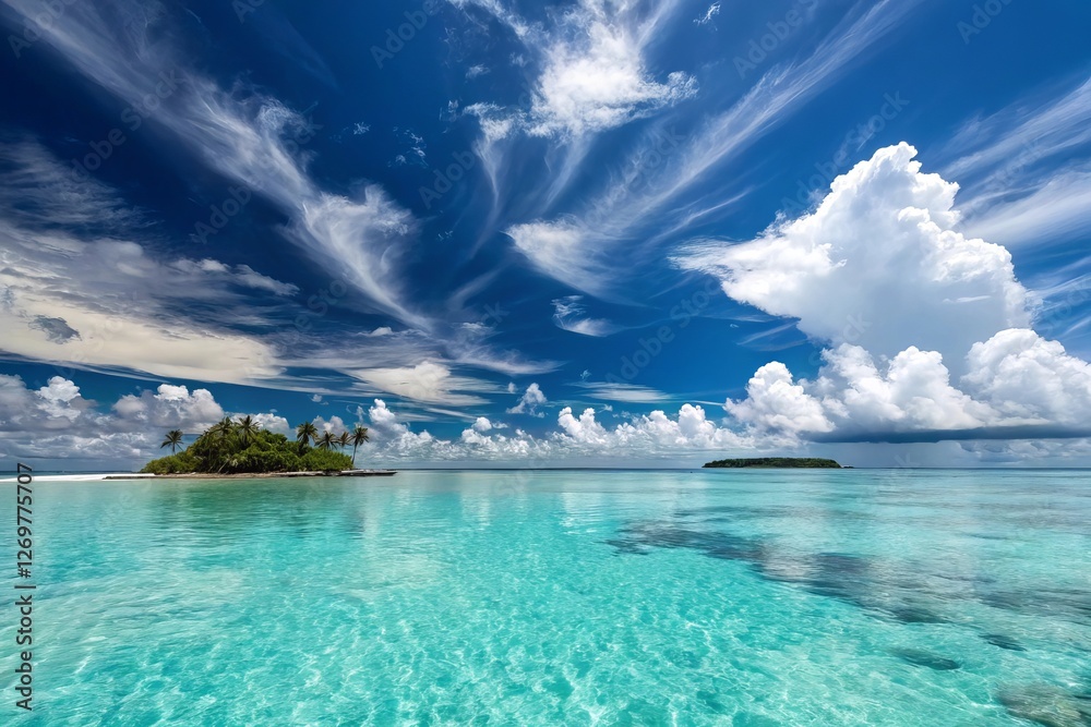 Beautiful tropical beach with blue sky and white clouds abstract texture background. Copy space of summer vacation and holiday business travel concept . Beautiful tropical beach with blue sky and white clouds abstract texture background. Copy space of summer vacation and holiday business travel concept .