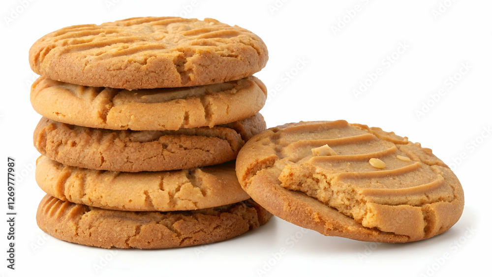 A stack of peanut butter cookies isolated on a transparent background. A stack of peanut butter cookies isolated on a transparent background.