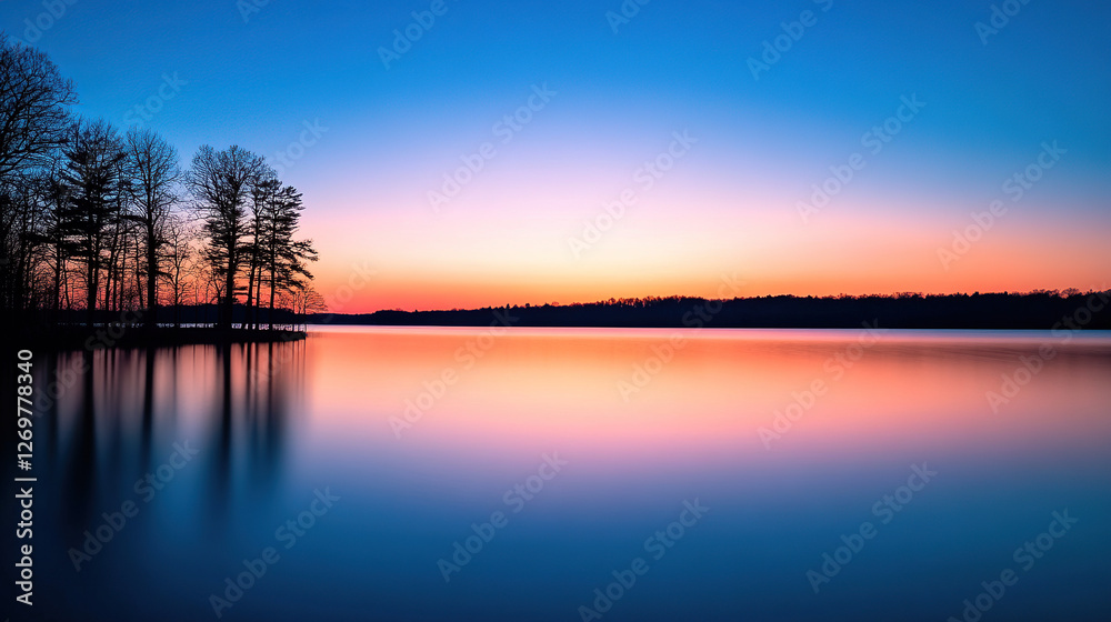 Peaceful Lakeside Sunset Reflection Peaceful Lakeside Sunset Reflection
