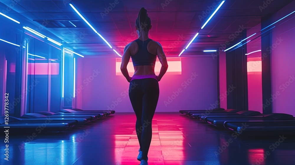 A fitness influencer recording a workout session in a sleek gym environment, vibrant and professional A fitness influencer recording a workout session in a sleek gym environment, vibrant and professional