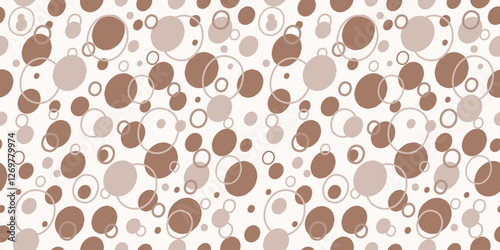 Abstract seamless background. Shapes, circles, strokes, spots. Simple vector texture. Repeating graphic pattern for wallpaper, packaging, textile in colors of 2025, mocha mousse.
