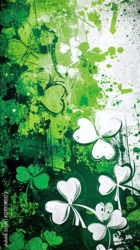 Abstract Green Shamrock Art St. Patricks Day Wallpaper Design