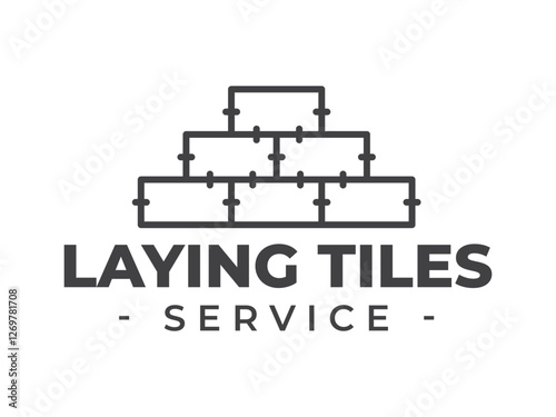 Tiles outline vintage logo isolated on white background. Laying tiles symbol. Tiles design element. Vector illustration