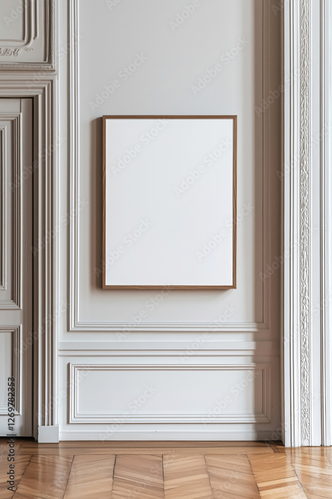 Wooden mock up poster frame on the wall Wooden mock up poster frame on the wall