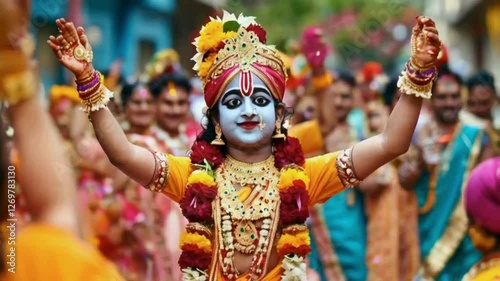 Traditional Indian Festival Celebration with Ornate Costumes and Jewelry