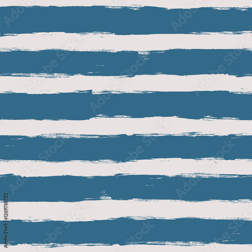 Vector stripes pattern. Seamless striped background. Blue and white brush stroke texture. Rough grunge design. Childish vibe, irregular rhythm