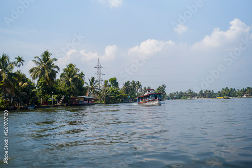 Photography The backwaters at Alappuzha in Asia, India, Kerala, Alleppey, in summer, on a sunny day