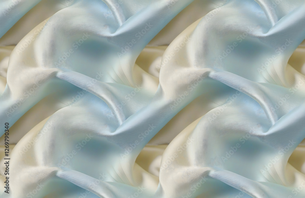 Obraz premium Seamless Light Blue and Beige Fabric Tile Pattern, Texture