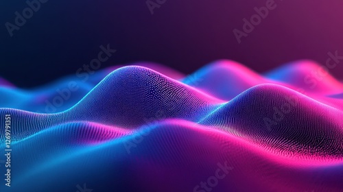 Abstract Wavy Dotted Landscape in Blue and Pink Gradient Colors