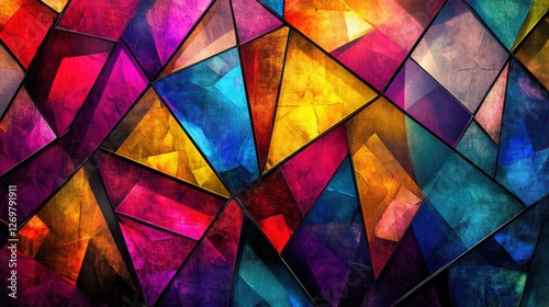 Abstract stained glass pattern in vibrant colors