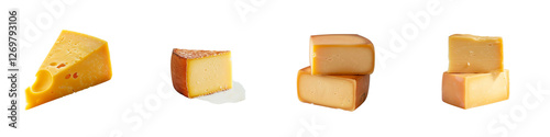 Set of Variety of Gourmet Cheese – Aged, Smoked, and Classic Cheeses on transparent background