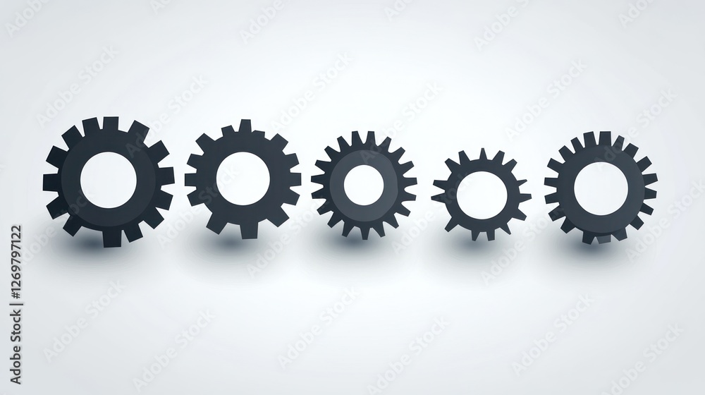Five Interlocking Gears Symbolic Of Teamwork And Process Five Interlocking Gears Symbolic Of Teamwork And Process