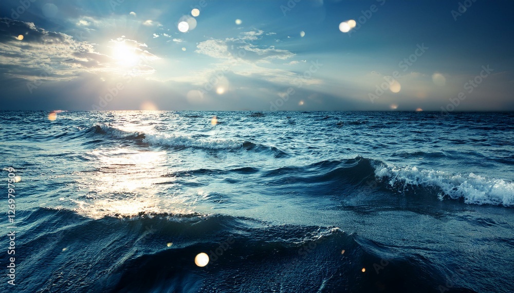 Fototapeta premium lights on sea background waves