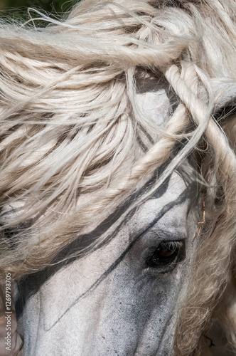 Camargue horse portrait detail