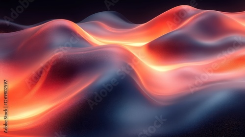 Abstract Waves with Warm Glowing Light on Dark Background