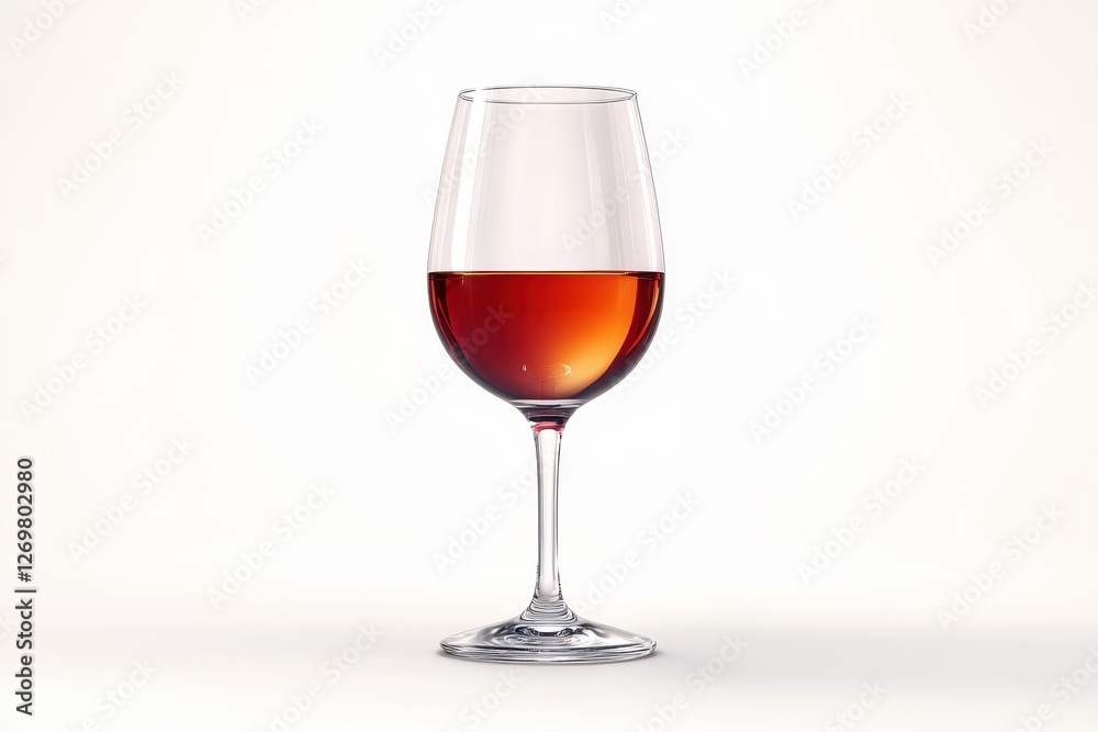 Elegant wine glass filled with rich red liquid against a neutral background Elegant wine glass filled with rich red liquid against a neutral background