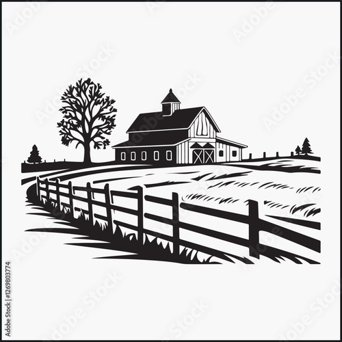 Farmhouse Scene silhouette