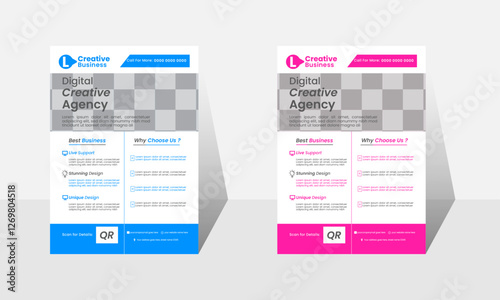 A bundle of 14 templates of different colors A4 flyer template, modern business flyer template, abstract business flyer and creative design, medical flyer and editable vector template design. 