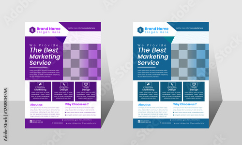 A bundle of 14 templates of different colors A4 flyer template, modern business flyer template, abstract business flyer and creative design, medical flyer and editable vector template design. 