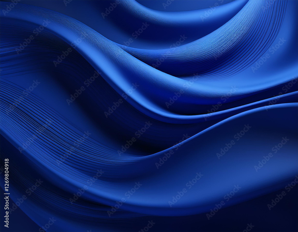 Obraz premium dark blue abstract background satin silky old navy blue color background space design soft wave fold