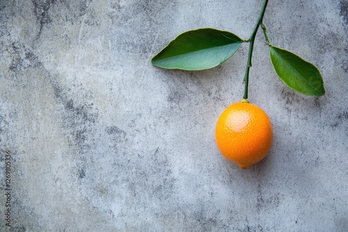 Kumquat on a grey concrete surface