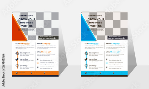A bundle of 14 templates of different colors A4 flyer template, modern business flyer template, abstract business flyer and creative design, medical flyer and editable vector template design. 