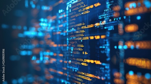 Image Of Computer Code On Blue Background photo