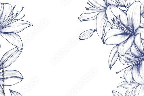 Wallpaper Mural Line art of lily flower arrangement on a white backdrop hand drawn silhouette for wedding and invitation design Torontodigital.ca
