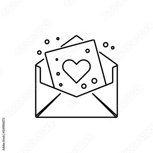 Envelope with Heart Outline icon to describe love letter.