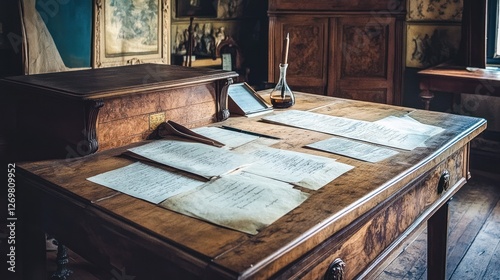 Wallpaper Mural An old desk in an antique room contains documents Torontodigital.ca