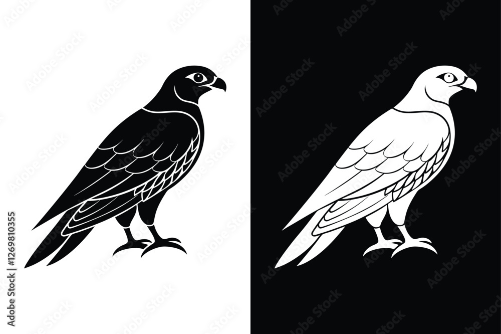 Fototapeta premium Falcon Silhouette Vector Ideal for Branding & Nature Art.