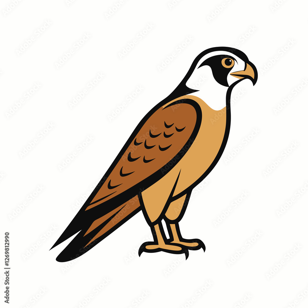 Fototapeta premium Falcon Bird Silhouette Vector Icon White Background.