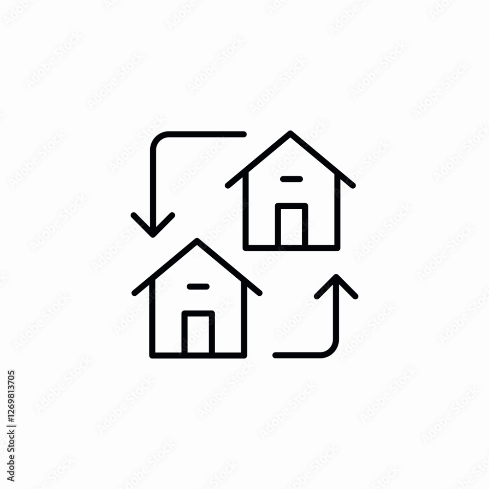 house moving transfer icon sign vector house moving transfer icon sign vector