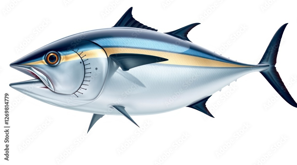 Fototapeta premium Striped Tuna Fish Illustration Detailed Ocean Seafood Graphic