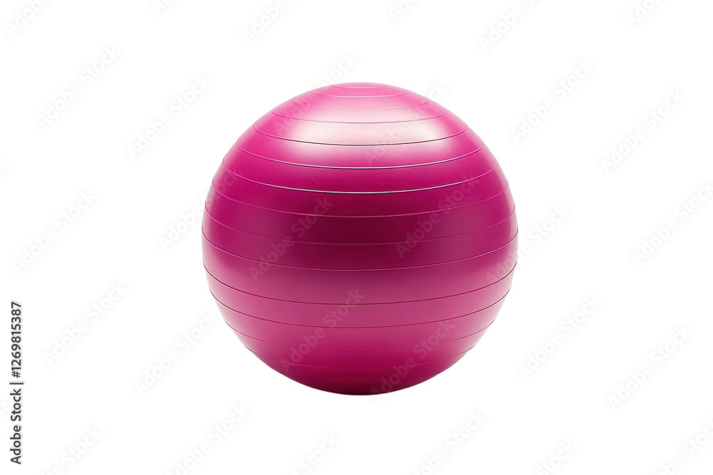 A vibrant pink exercise ball resting on a clean surface, inviting fitness and wellness exploration isolated on transparent background A vibrant pink exercise ball resting on a clean surface, inviting fitness and wellness exploration isolated on transparent background